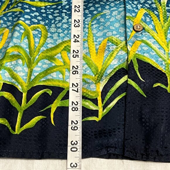 Tulliano Men’s 100% Silk Hawaiian Shirt Size Large – Blue Yellow Orchid Floral - Picture 6 of 8